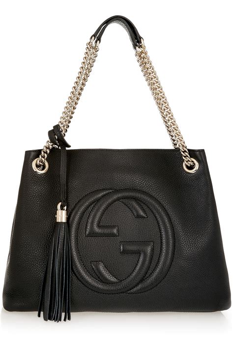 black gucci bag with silver chain|gucci chain shoulder handbags.